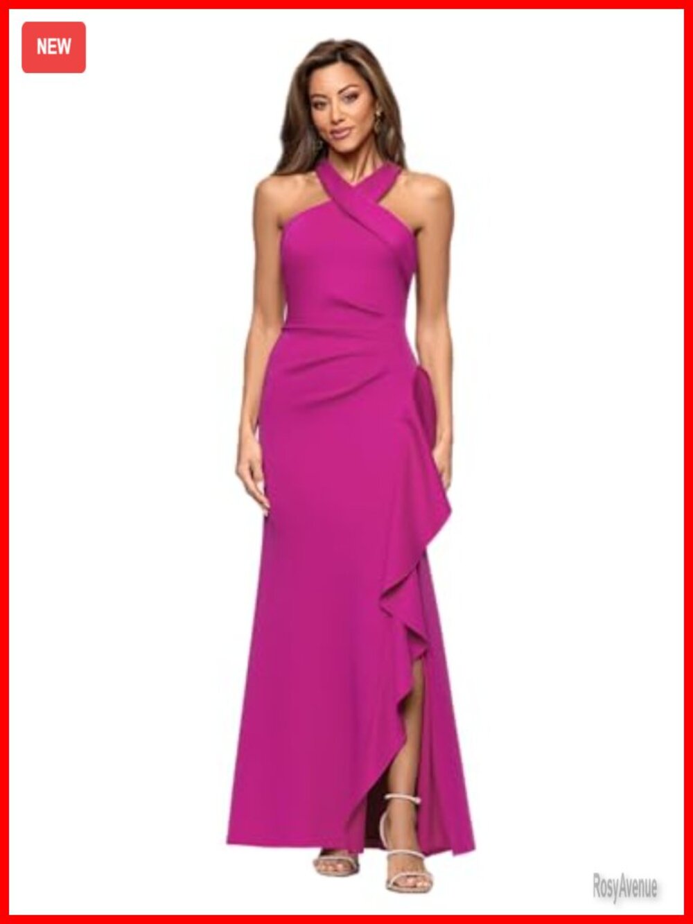 Formal Halter Evening Gown Long Ruffle Bodycon Dress